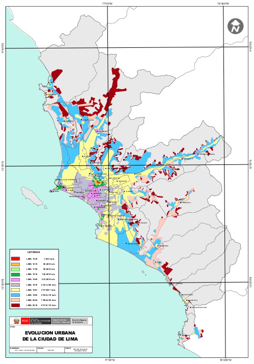 Imagen: Mapa de crecimiento urbano de Lima Metropolitana.